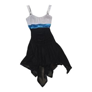Y2K Deb Black and White Contrast Dress With Pop Of Blue Size M